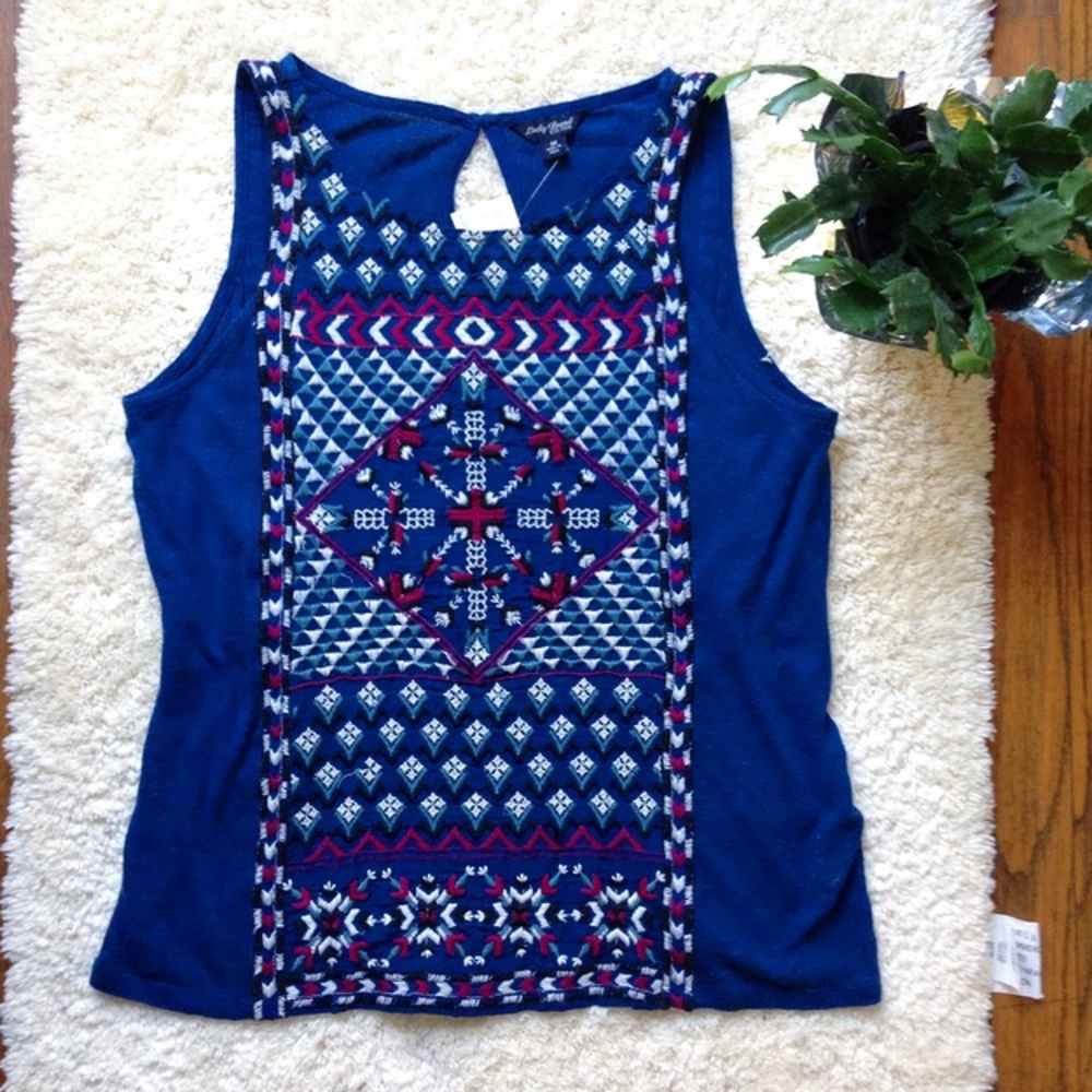 Lucky Brand Embroidered Tank Top NWT